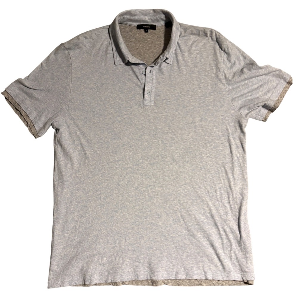 Vince | Mens Light Blue Pima Cotton Double Layer Short Sleeve Polo Shirt Medium
